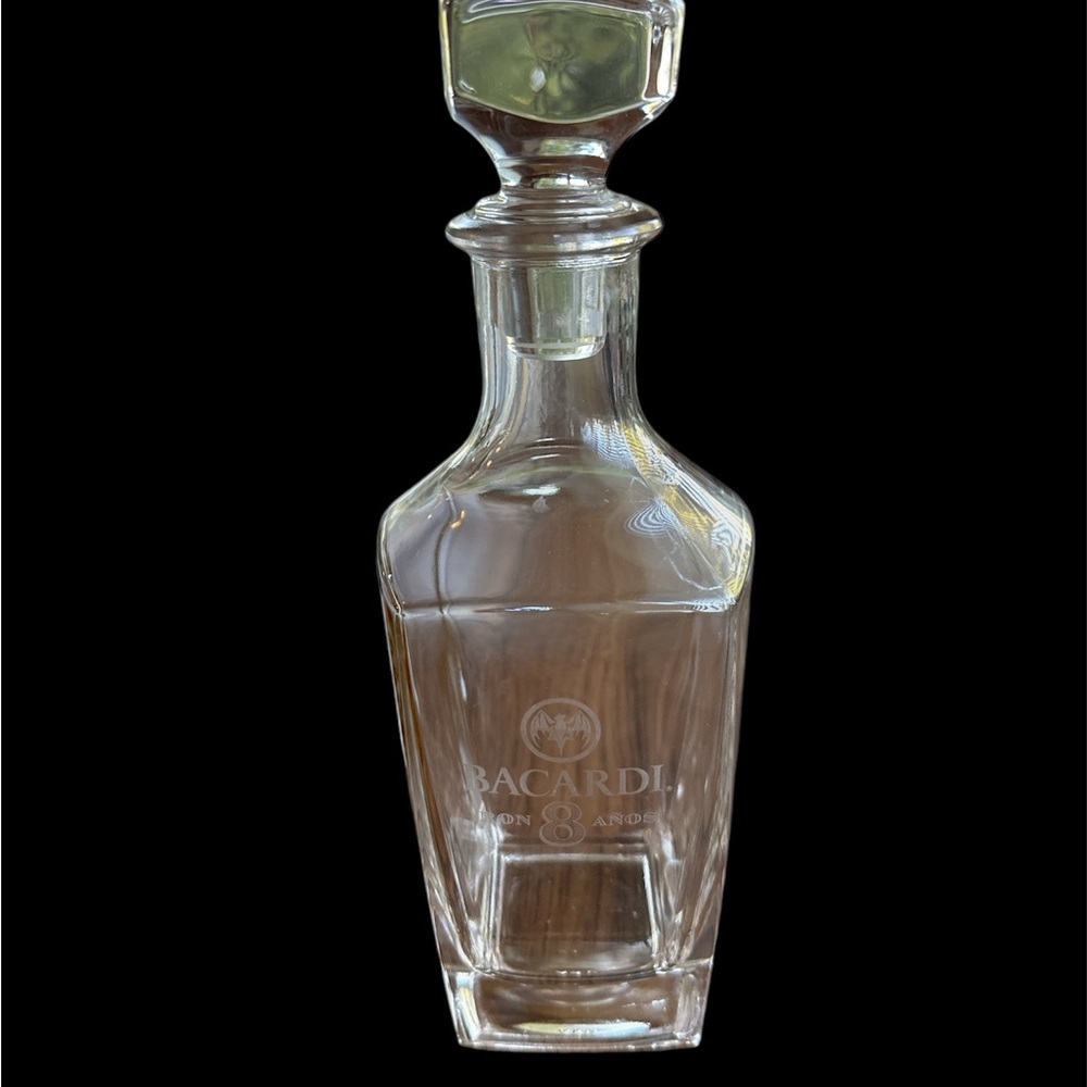 Clear Glass Bacardi etched Decanter